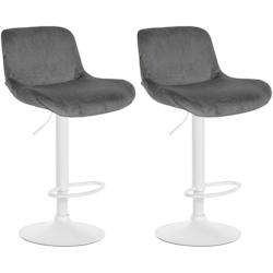 CLP Lot de 2 tabourets de bar Solon blanc Gris foncé/Velours - gris textile 326583_0