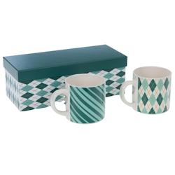 Coffret 2 mugs bleus Santa -  40 cl Rond Porcelaine Amadeus 8.9x8.9 cm - bleu porcelaine 3520071938950_0