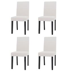 Décoshop26 - Lot de 4 chaises de salle à manger dossier haut en tissu velours côtelé crème pieds foncés 04_0007520 - 3000262170371_0