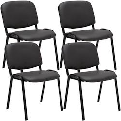 Décoshop26 - Lot de 4 chaises visiteur empilable zone d'attente en PVC gris piètement à 4 pieds en métal noir 10_0003185 - gris 3000251443332_0