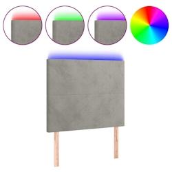 Décoshop26 - Tête de lit accessoire couchage chambre à coucher meuble à LED 100 x 5 x 118/128 cm tissu velours gris clair TDL0201457 - gris 300044_0