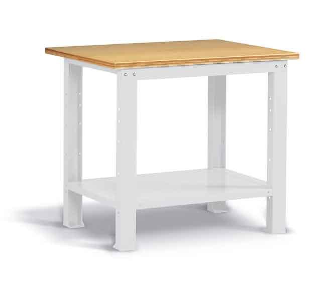 Établi métallique Fortis - plateau bois hêtre 30 mm - charge 1000 kg - gris clair RAL 7035 - L.1024 mm_0