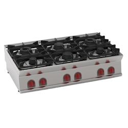 EURAST - Réchaud a gaz 6 feux sur table - 1200x700x280 mm - 30 Kw - 35500317 - inox 35500317_0