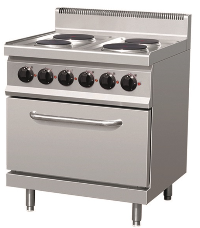 Fourneau professionnel électrique 4 feux vifs 2x2,6 kw et 2x2 kw sur four électrique - THE7P4MEO_0