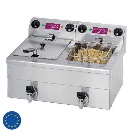 Friteuse électrique professionnelle double - 2 x 10 litres avec vidange et filtration automatique - Sofraca_0