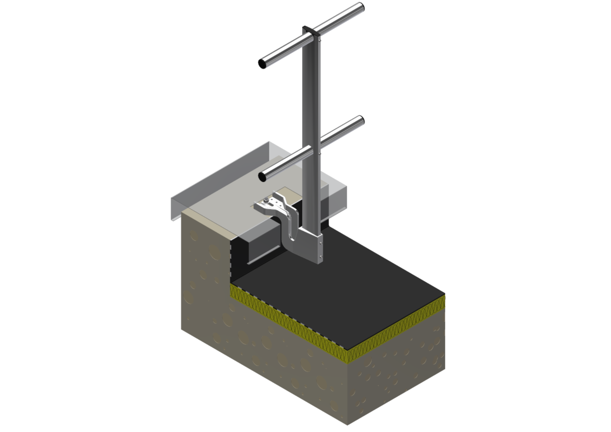Garde corps fixe sous couvertine pour toiture terrasse, constitué d'un montant profilé en aluminium - GM_0