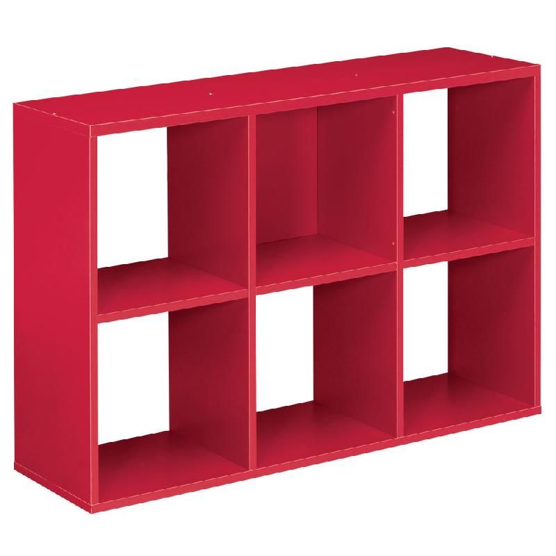 MODULE BIBLIOTHÈQUE MULTICASES COLOR -  6 CASES - ROUGE