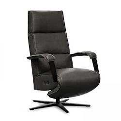 Oviala Business Fauteuil de relaxation électrique en cuir noir - noir 107257_0