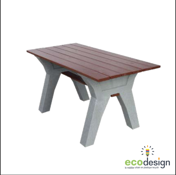 Table publique Pico - plastique recyclé - 150 x 72 x 72 cm - Noir, Marron ou Gris_0