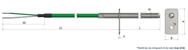 Thermocouple de surface Clinquant à connecter - TS12 - Types K, N, J, T, E, R, S, B, Classe 1 ou 2, câble PVC/Silicone/Téflon/Soie de verre_0
