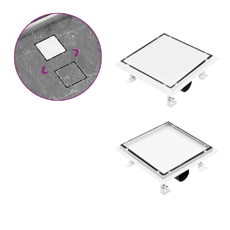 Vidaxl drain de douche avec couvercle 2 en 1 23x23 cm acier inoxydable 145995_0