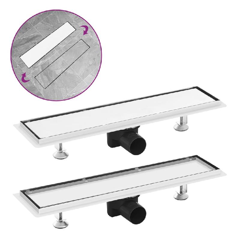 Vidaxl drain de douche avec couvercle 2 en 1 53x14 cm acier inoxydable 146006_0