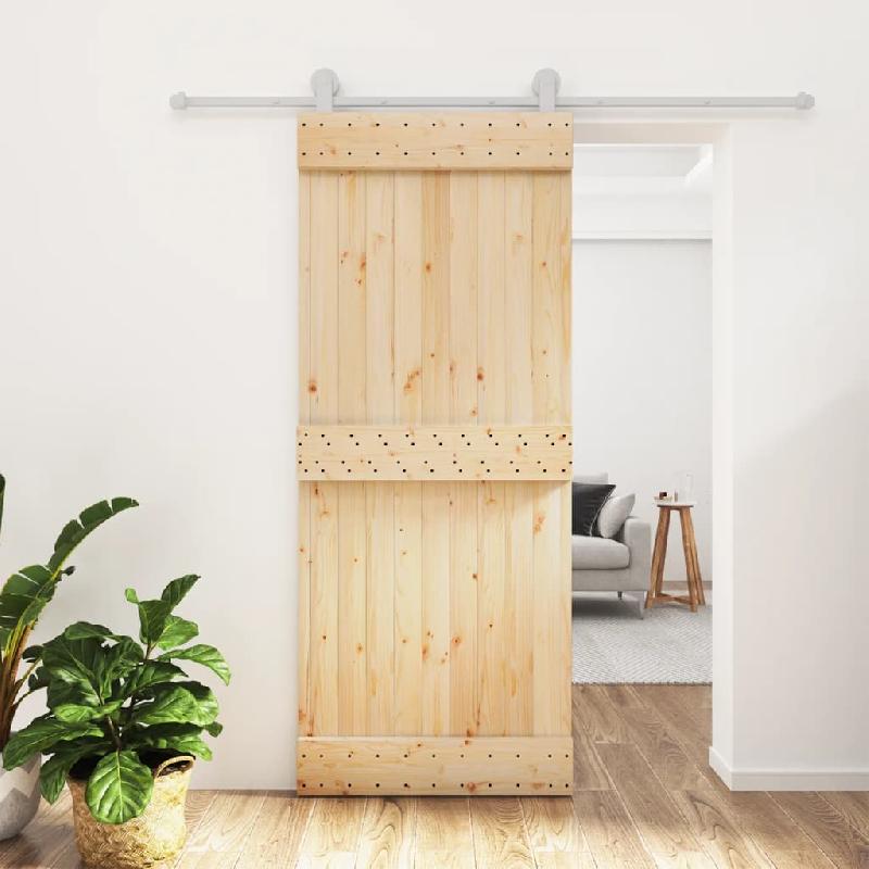 Vidaxl porte coulissante et kit de quincaillerie 85x210 cm pin massif 3203106_0