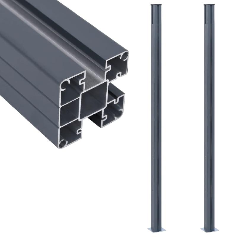 Vidaxl poteaux de clôture 2 pcs gris foncé 185 cm aluminium 148986_0