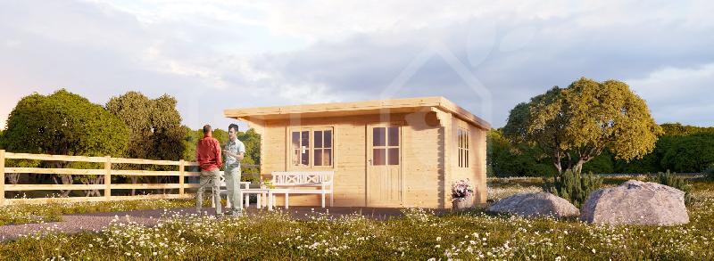 Abri Dreux à toit plat 12m² (4x3) - Épaisseur 44mm - Pin nordique naturel certifié_0