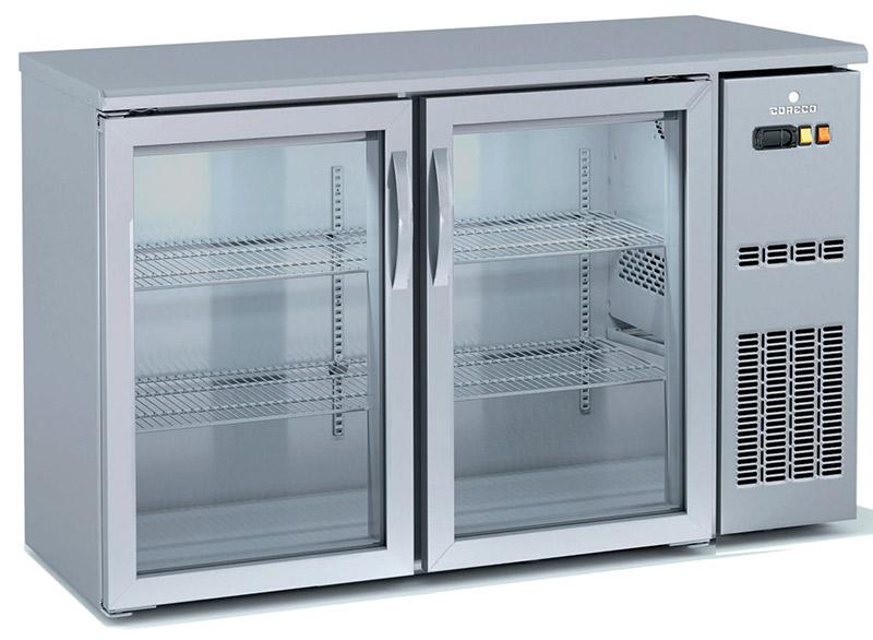 Arrière-bar positif professionnel inox - SBIE-150 - 2 portes vitrées battantes, hauteur 820 mm, profondeur 530 mm_0