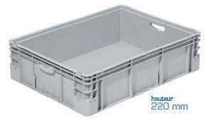 Bac plein en plastique - bac159be8622000 - 90 litres - poignées ouvertes - couleur gris_0