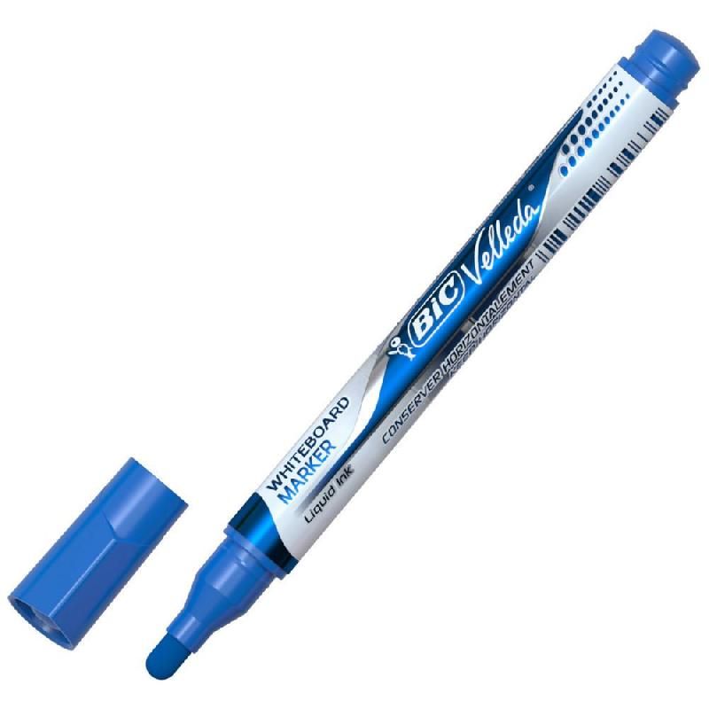 BIC VELLEDA MARQUEUR POUR TABLEAU BLANC VELLEDA® BLEU POINTE OGIVE MOYENNE  EN PAQUET DE 12 (PRIX POUR 2 MARQUEURS) Comparer les prix de BIC VELLEDA MARQUEUR  POUR TABLEAU BLANC VELLEDA® BLEU POINTE