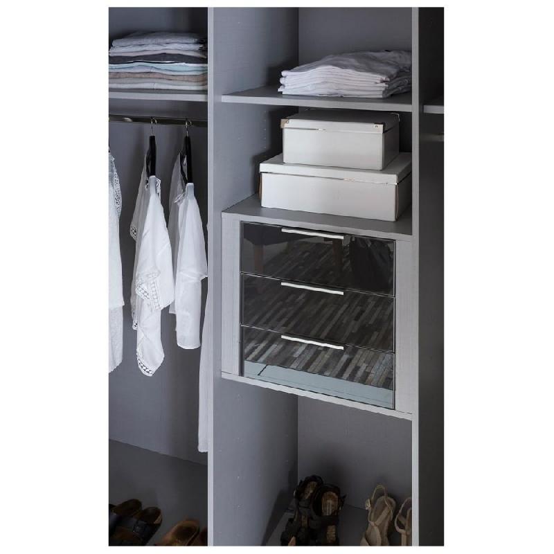 BLOC 3 TIROIRS INTÉRIEURS LARGEUR 48 CM FAÇADES VERRE GRIS_0