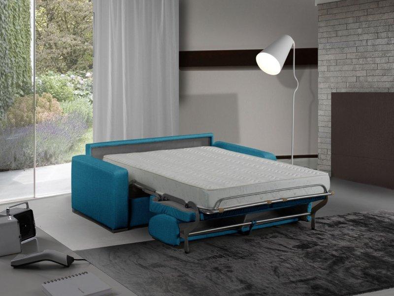 CANAPÉ LIT 3 PLACES MASTER CONVERTIBLE EXPRESS 140 CM TWEED CROSS TURQUOISE MATELAS 18 CM INCLUS_0