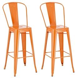 CLP Lot de 2 tabourets de bar Aiden en métal Orange - orange métal 304813_0