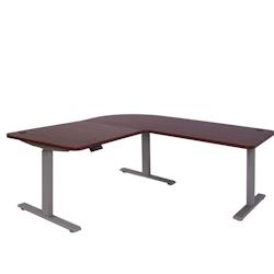 Décoshop26 - Bureau d'angle table d'ordinateur réglable en hauteur électriquement 178 x 178 cm HDF couleur cerise pieds acier gris 04_0006025 - gri_0