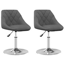 Décoshop26 - Lot de 2 chaises de salle à manger siège pivotant hauteur réglable en velours gris foncé base en acier DEC025255 - gris 3000255156245_0