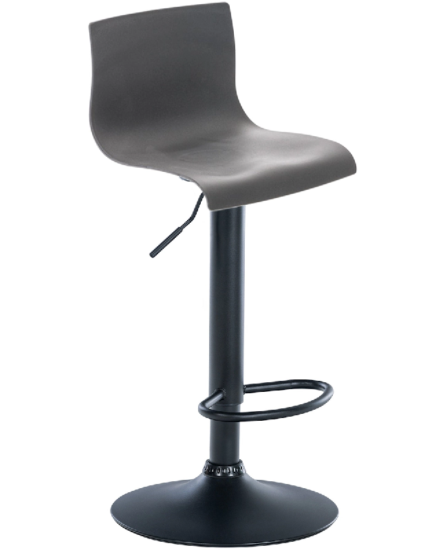 Décoshop26 - Tabouret de bar avec repose-pieds pivotant dossier incurvé en plastique gris et métal noir 10_0004934 - gris 3000252366319_0