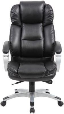 FAUTEUIL DE DIRECTION EN CUIR ASTON | AVEC ACCOUDOIRS | NOIR | CERTEO