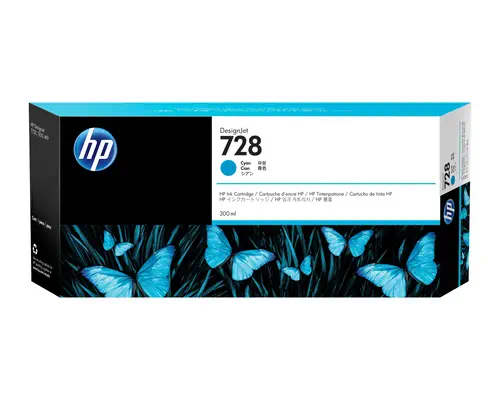 HP 728 DesignJet cartouche d'encre cyan, 300 ml_0