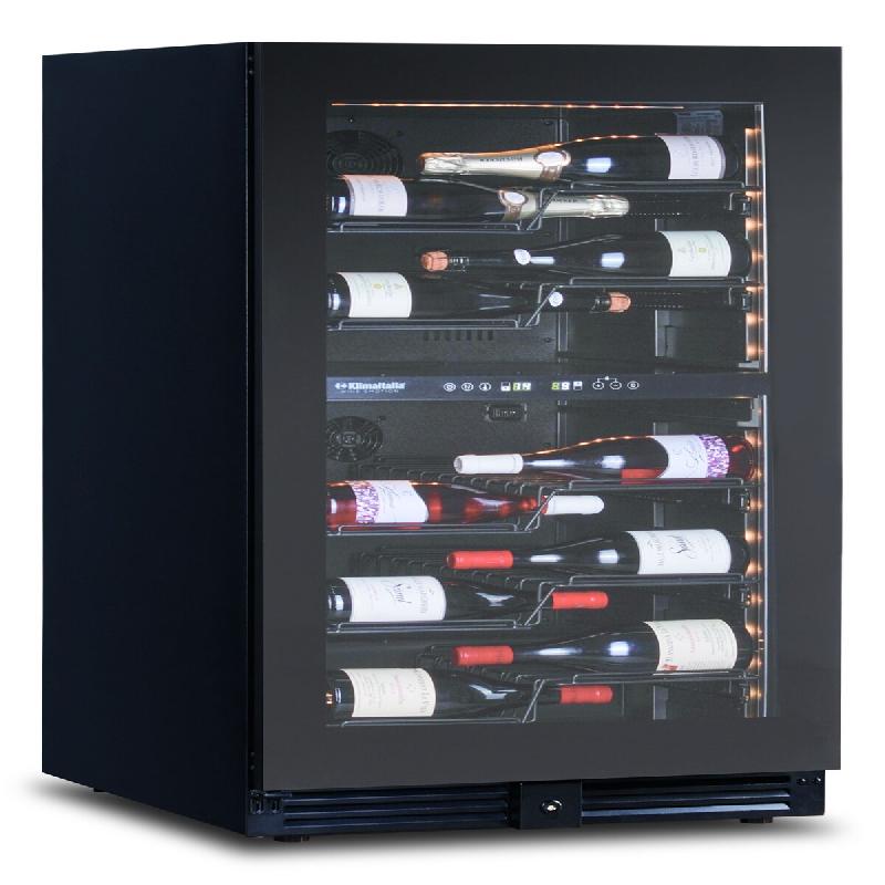 KLIMAITALIA Réfrigérateur à vin ventilé à 2 températures. 56 bouteilles. Porte verre fumé. LED. Étagères métalliques à tiroirs. Thermo num._0