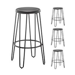 Kosmi Lot de 4 tabourets hauts style industriel – Métal noir mat – Pieds épingle - noir métal 3760301697602_0