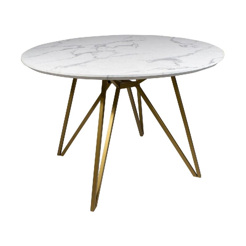 Now's Home - Table Effet Marbre Pieds Metal Dore O100cm X H76cm Hoxton - 3256390242965_0