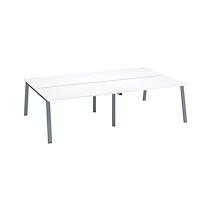 Pôle de 4 bureaux droits blanc L 140 x P 80 cm piétement métal aluminium - Arch_0