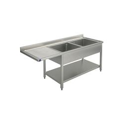 Plonge Sur Piètement Avec Étagère Inférieure, Place Pour Lave Vaisselle, 2 Bacs à Droite, 1600X700 M           1600x700x850mm VIRTUS GROUP - 7864_0