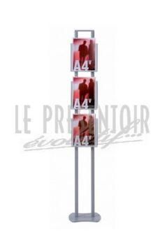 Présentoir stylo - 3 bacs A4 - structure en acier gris alu - hauteur 1,70 m_0