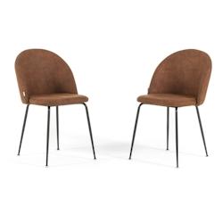 RATTATAN Lot de 2 chaises d’intérieur en similicuir, pieds en métal, design élégant pour cuisine, salle à manger, bar, restaurant –Sara– Te_0