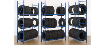 Rayonnage à pneus robuste - Lisses ovales, échelles soudées - Capacité 150 kg/niveau_0
