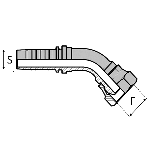 Série cylindrique BSPP - Cône 60° - Filetage Withworth - Femelle - 45° (DKR45) - 24 , 1