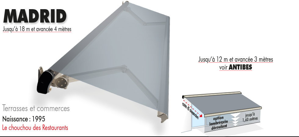 Store banne monobloc Madrid - motorisation SOMFY - dimensions sur mesure_0