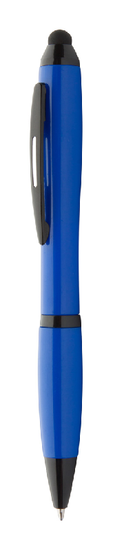 Stylo à bille stylet - plastique bleu avec attributs noirs - encre bleue_0