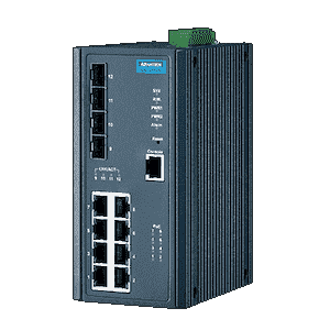 Switch Rail DIN industriel - 8 x Gb POE + 4 x SFP Managé - Température -40°C à 75°C - Référence: EKI-7712G-4FPI-AE_0