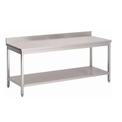 Table Inox Adossée Budget avec Etagère Gamme 600 - L2G - l200- L- P60- h85- Inox - inox 0698142093129_0