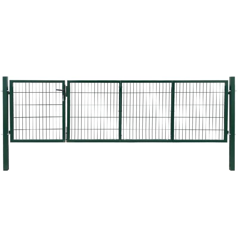 Vidaxl portail de clôture de jardin avec poteaux acier 350x100 cm vert 144876_0