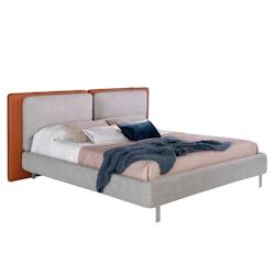 AC ANGEL CERDA Angel Cerdá Lit en similicuir marron avec tissu gris 7123C 228 x 221 x 103 - gris Bois massif 8435631019688_0