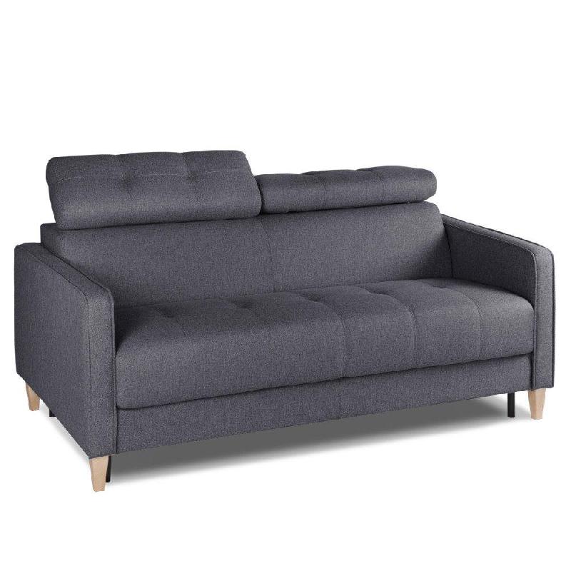CANAPÉ CONVERTIBLE GROENLAND 140CM EXPRESS SOMMIER LATTES RENATONISI MATELAS 16 CM TWEED GRIS PLATINE_0