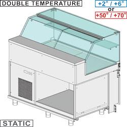 Comptoir vitrine réfrigéré & chauffante en & gn, vitre basse, statique, sans réserve dim. 1300x890xh1180 - CFB13X_0