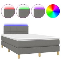 Décoshop26 - Cadre de lit LED avec sommier, tête de lit réglable et matelas 120x200 cm tissu gris foncé - TDL0208401 - gris_0