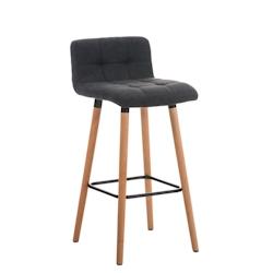 Décoshop26 - Tabouret de bar en tissu gris foncé coutures décoratives pieds en bois avec repose-pieds 10_0000048 - gris 3000884969605_0