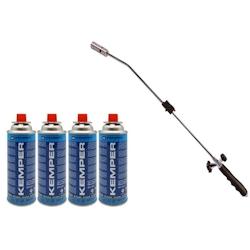 Désherbeur thermique piezo Kemper - Chalumeau gaz avec 4 recharges butane - Gris_0